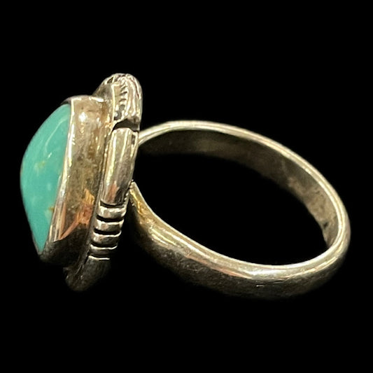 Western Sterling Silver Sonoran Turquoise Ring | Authentic Turquoise - Regul Silver