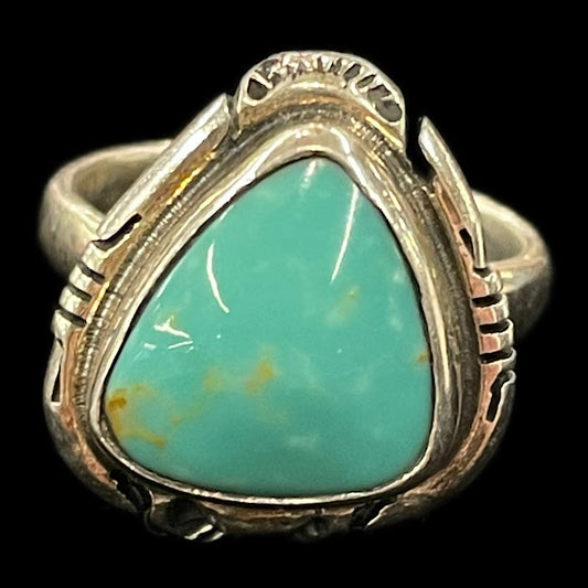 Western Sterling Silver Sonoran Turquoise Ring | Authentic Turquoise - Regul Silver