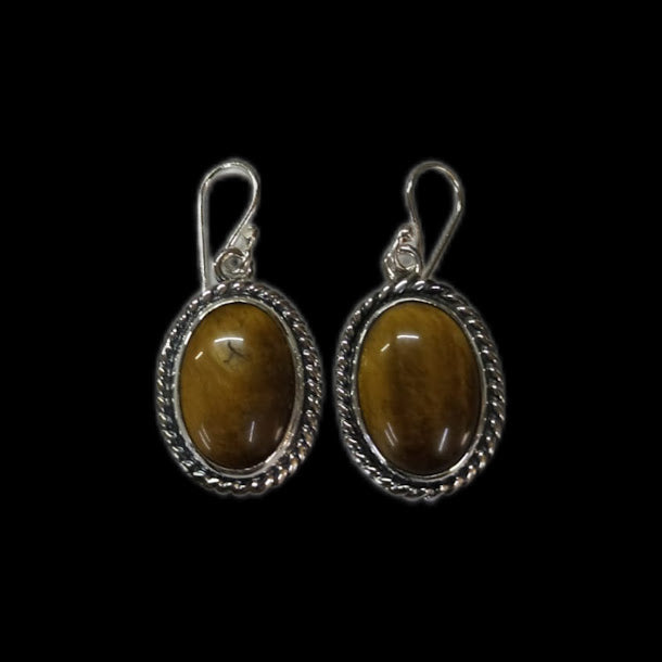 Real Tiger's Eye Gemstone Earrings: Western Beauty Unleashed - Regul Silver