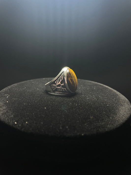 Western Style Tigers Eye Rings| Firebird - Regul Silver