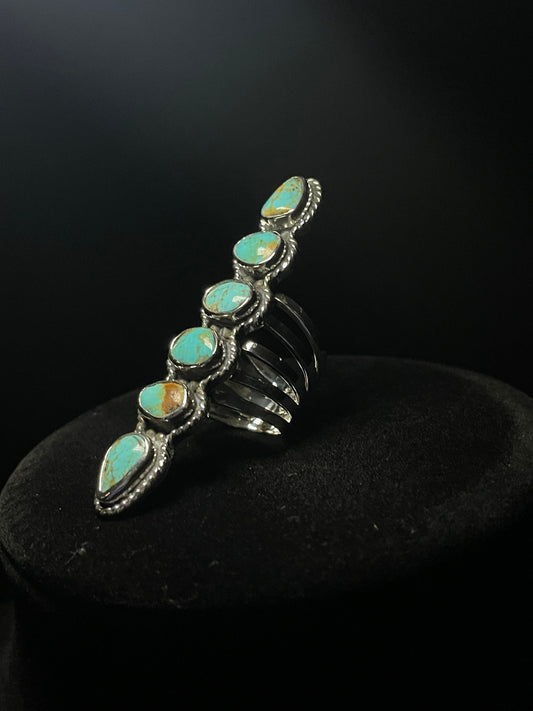 Handcrafted Six Stone Sonoran Turquoise Ring | Real Turquoise - Regul Silver