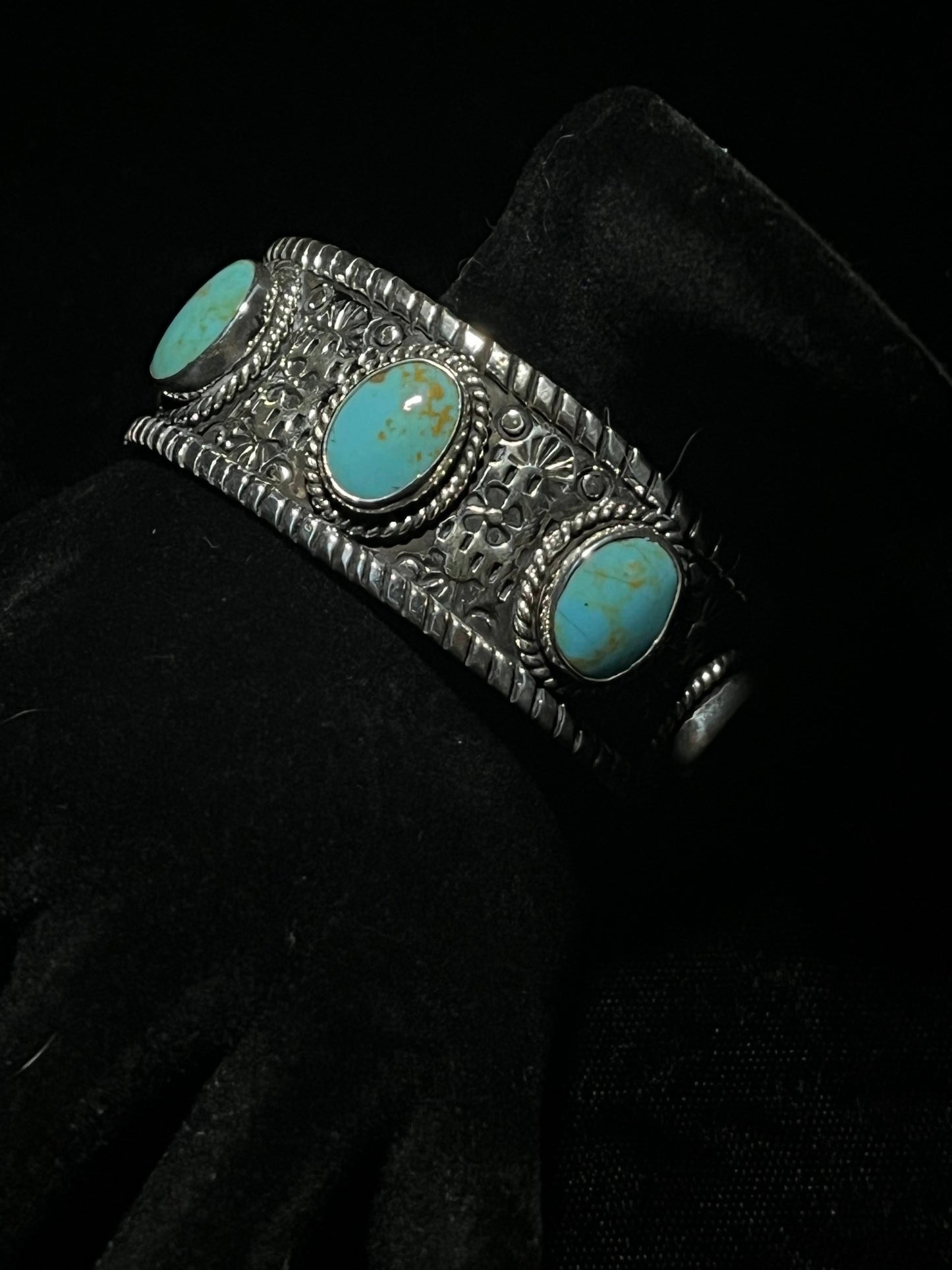 Western Style Sterling Silver Cuff Bracelets | Real Turquoise - Regul Silver