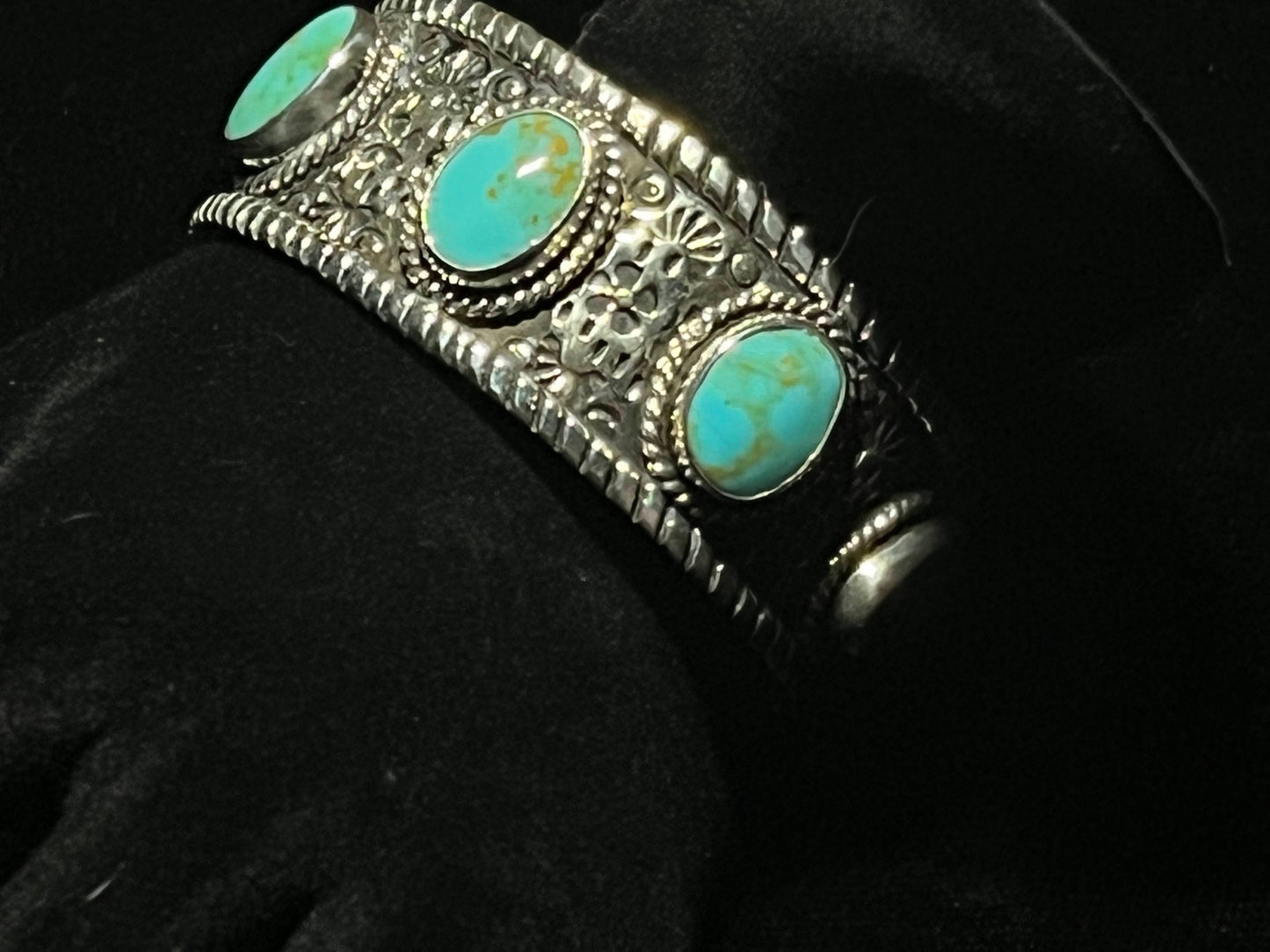 Western Style Sterling Silver Cuff Bracelets | Real Turquoise - Regul Silver