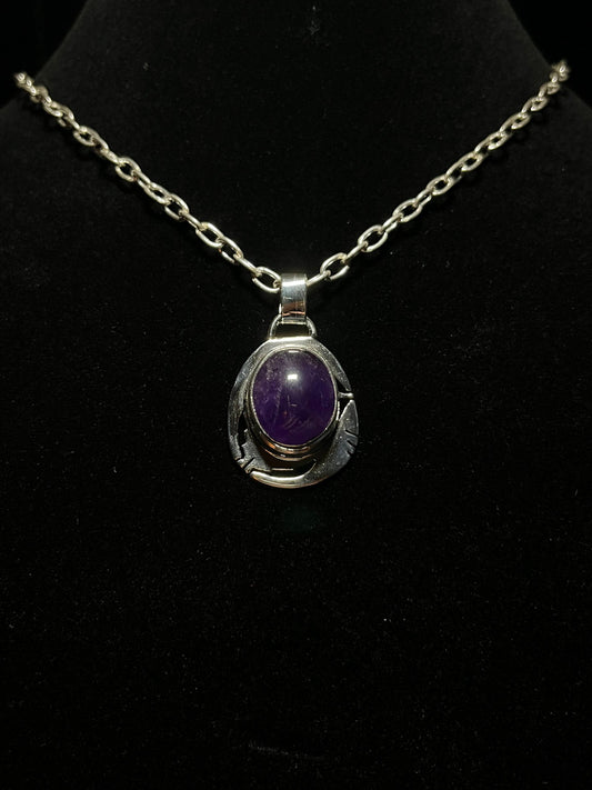 Sterling Silver Amethyst Gemstone Pendant - Regul Silver