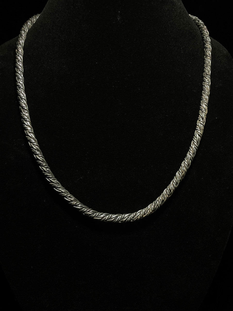 Mens Solid Sterling Sterling Silver| Twisted Artisan Foxtail Necklace - Regul Silver