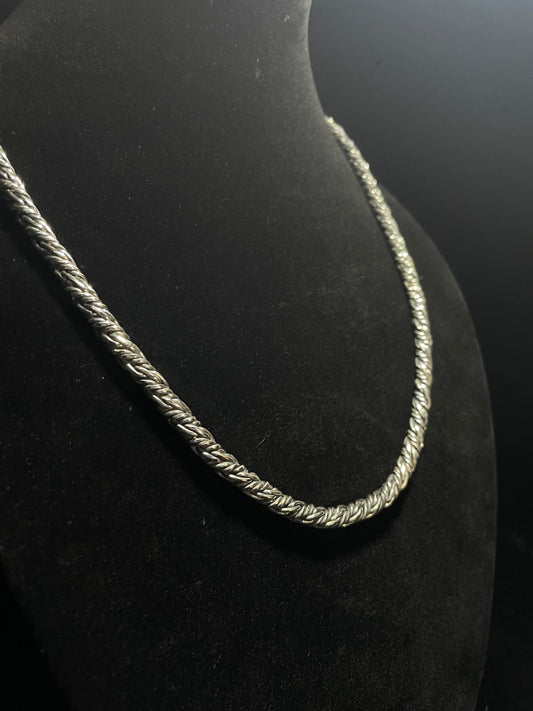 Mens Solid Sterling Sterling Silver| Twisted Artisan Foxtail Necklace - Regul Silver