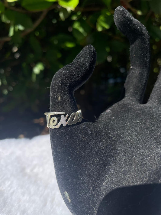 Handcrafted Sterling Silver Texas Script Ring - Regul Silver