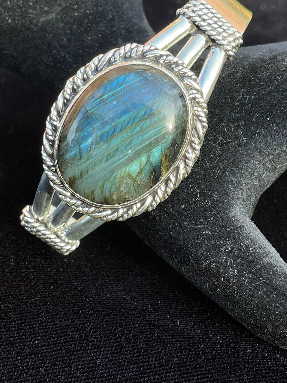 Luxurious  Labradorite Cuff Bracelet | Gemstone Jewelry - Regul Silver