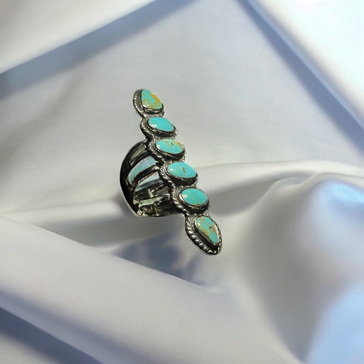 Handcrafted Six Stone Sonoran Turquoise Ring | Real Turquoise - Regul Silver