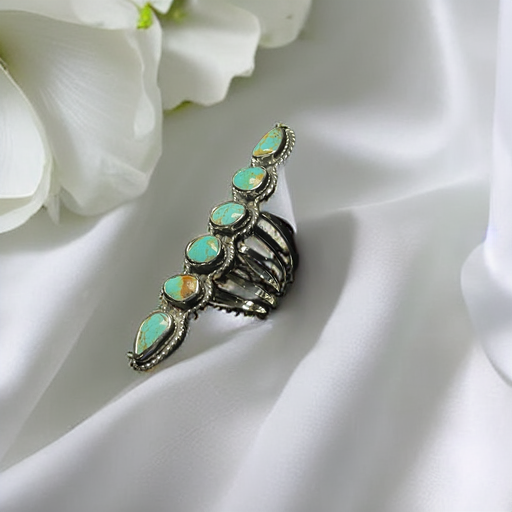 Handcrafted Six Stone Sonoran Turquoise Ring | Real Turquoise - Regul Silver