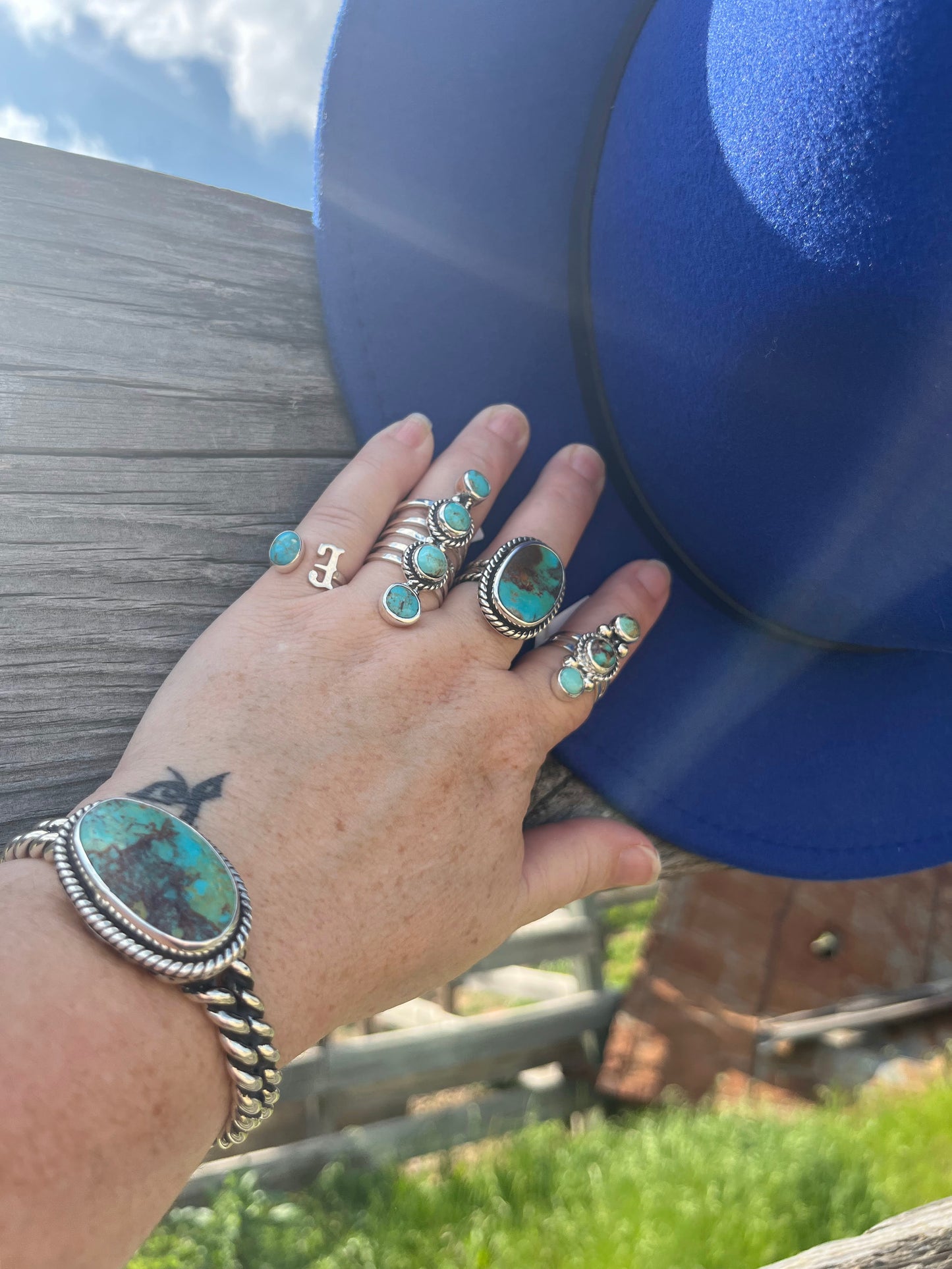 Unisex Cuff Bracelet | Genuine Sonoran Turquoise -Sterling Silver - Regul Silver